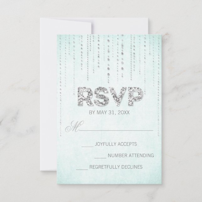 Placa RSVP de Aparência de Olhar de Casamento Aqua (Frente)
