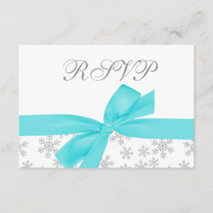 Placa RSVP de Arco Teal Silver Snowflakes