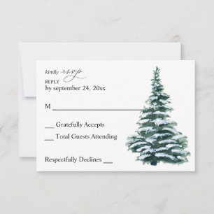 Placa RSVP de Árvore de Natal de inverno verde se