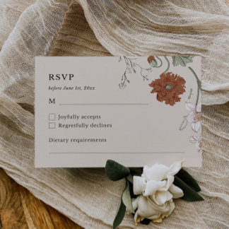 Placa RSVP de Boho Floral Elegante