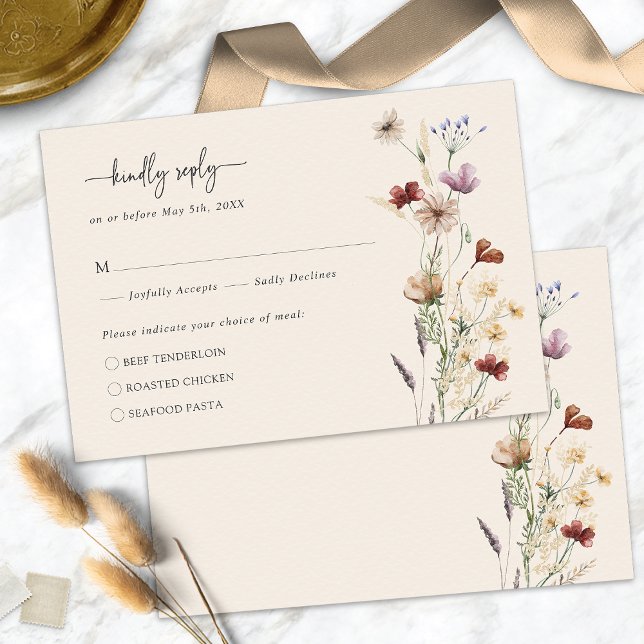 Placa RSVP de Boho Floral Elegante (Elegant Floral Boho RSVP Card by Painted Paperie
)