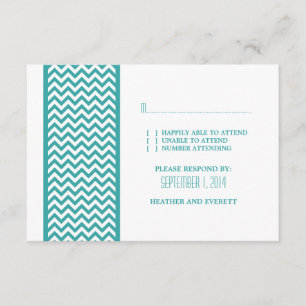 Placa RSVP de Borda Chevron Teal