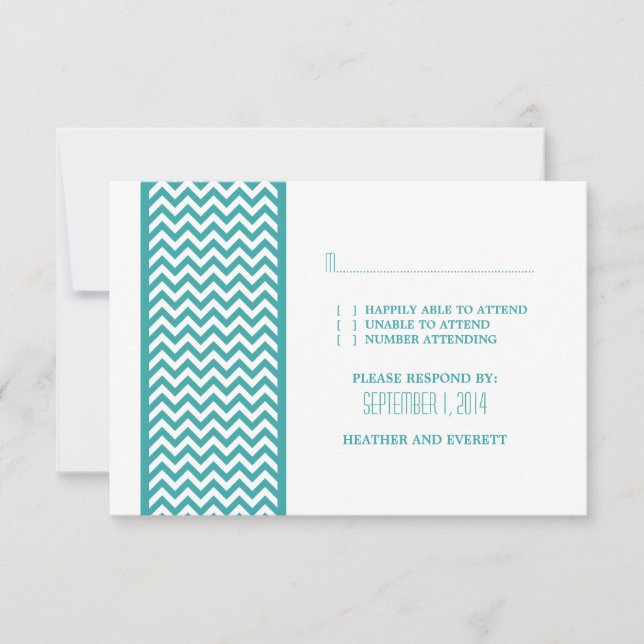 Placa RSVP de Borda Chevron Teal (Frente)