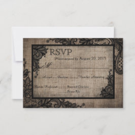 Placa RSVP de Burlap Russo de gótico Preto
