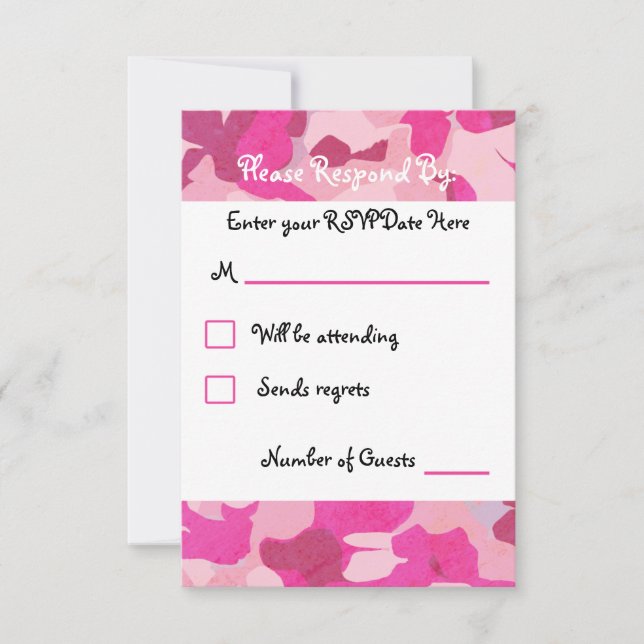 Placa RSVP de Camo Rosa (Frente)