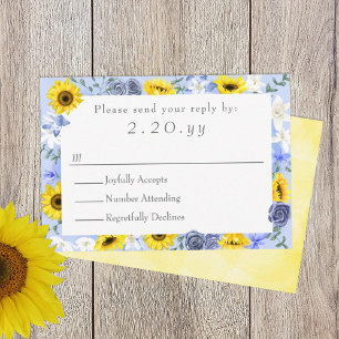 Placa RSVP de Casamento Azul, Amarelo, Dusty