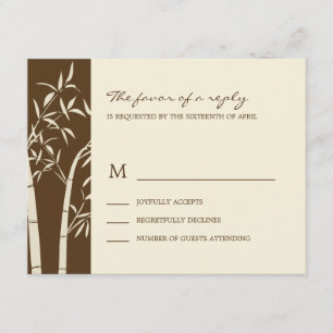 Placa RSVP de Casamento Bamboo - Castanho