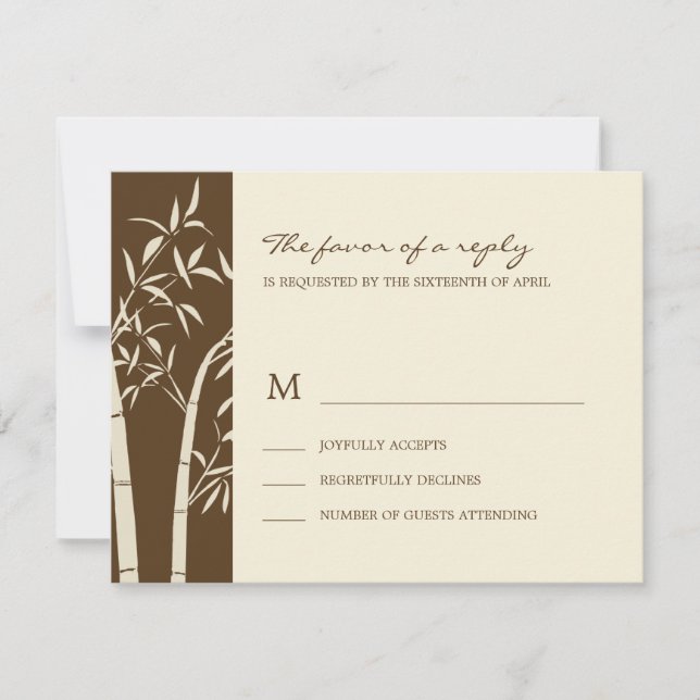 Placa RSVP de Casamento Bamboo - Castanho (Frente)