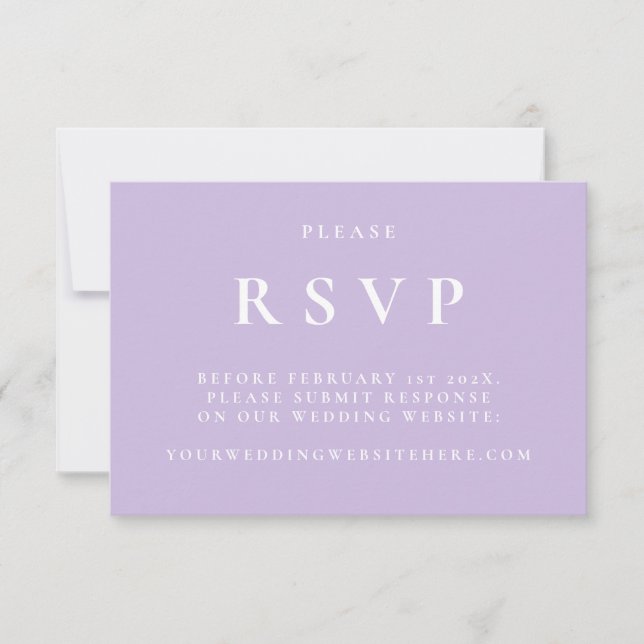 Placa RSVP de Casamento Botânico Elegante Púrpura (Frente)