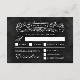Placa RSVP de Casamento Chic Russo - Preto