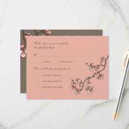 Placa RSVP de Casamento Chinês Pink Peach Blossoms