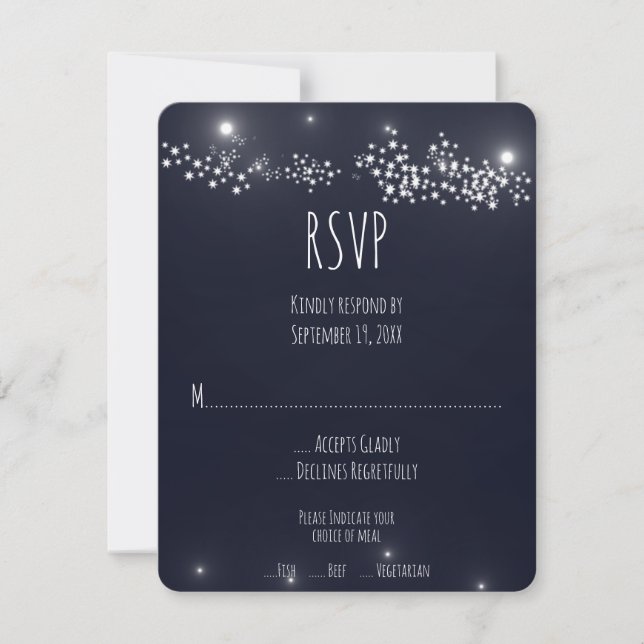 Placa RSVP de Casamento Claro Estrela (Frente)