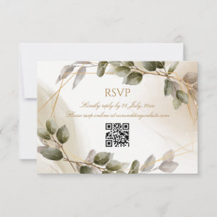 Placa RSVP de Casamento com Folhagem Dourada Faux