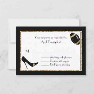 Placa RSVP de Casamento com Largura Negra e Faux