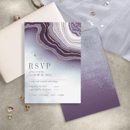 Placa RSVP de Casamento de Agato de Cristal Ametis