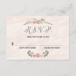 Placa RSVP de Casamento de Aquarela rosa