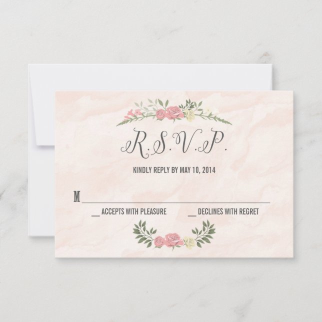 Placa RSVP de Casamento de Aquarela rosa (Frente)