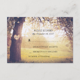 Placa RSVP de Casamento de Árvore Coração