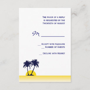 Placa RSVP de Casamento de Árvore de Palma de Prai