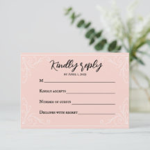 Placa RSVP de Casamento de Blush Satin