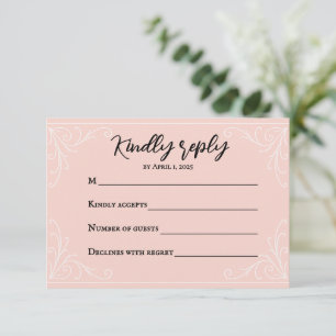 Placa RSVP de Casamento de Blush Satin