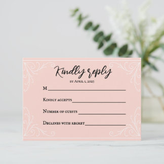Placa RSVP de Casamento de Blush Satin