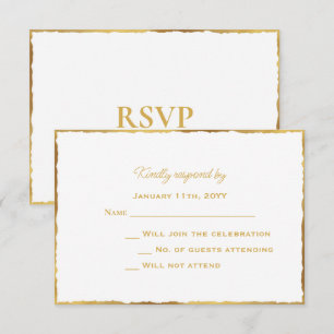 Placa RSVP de Casamento de Borda Dourada de Luxo d