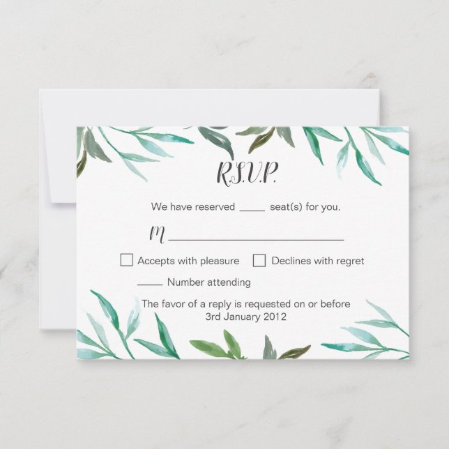 Placa RSVP de Casamento de Branch Boho de 2 lados (Frente)