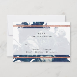 Placa RSVP de Casamento de Buquê Dourado Rosa