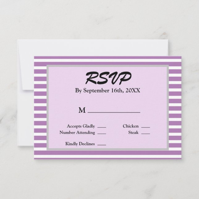 Placa RSVP de Casamento de Casamento com Linhas Pú (Frente)
