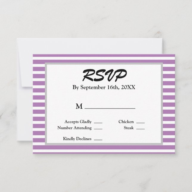 Placa RSVP de Casamento de Casamento com Linhas Pú (Frente)