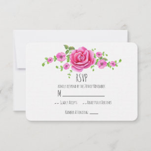 Placa RSVP de Casamento de Chique Floral Rosa