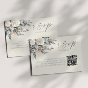 Placa RSVP de Casamento de Código QR de Boho White