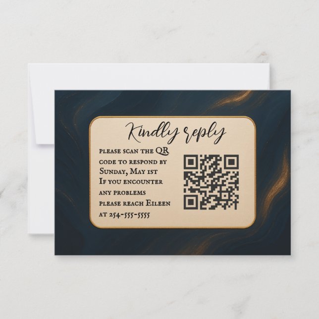 Placa RSVP de Casamento de Código QR de Uso Metáli (Frente)