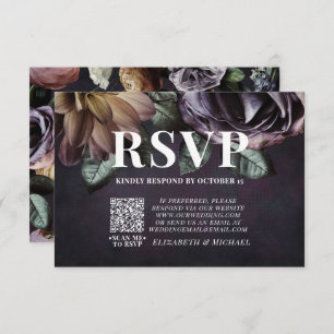 Placa RSVP de Casamento de Código QR Floral Roxo-P