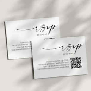Placa RSVP de Casamento de Código QR Preto Branco