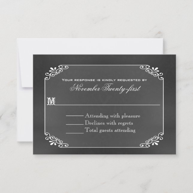 Placa RSVP de Casamento de Conselho de Típgrafia C (Frente)