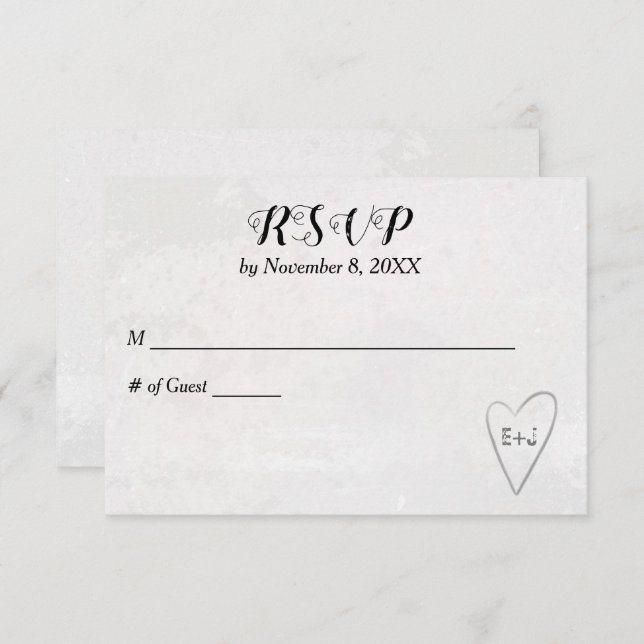 Placa RSVP de Casamento de Coração (Frente/Verso)