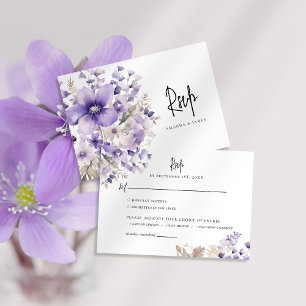 Placa RSVP de Casamento de Cores Aquáticas Florais