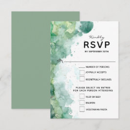 Placa RSVP de Casamento de Cores Aquáticas Verde A
