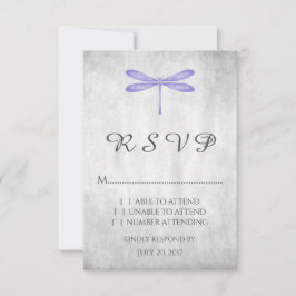 Placa RSVP de Casamento de Dragonfly Roxo