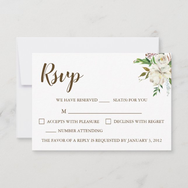 Placa RSVP de Casamento de Elegância Rustica (Frente)