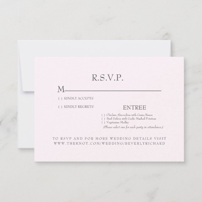 Placa RSVP de Casamento de Eterno Rosa (Frente)