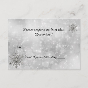 Placa RSVP de Casamento de Floco de Neve de invern