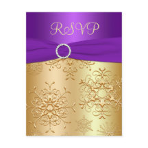 Placa RSVP de Casamento de Flocos de Neve Roxos e 