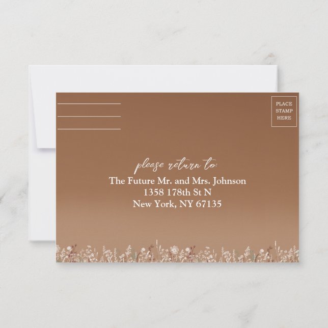 Placa RSVP de Casamento de Flor (Verso)