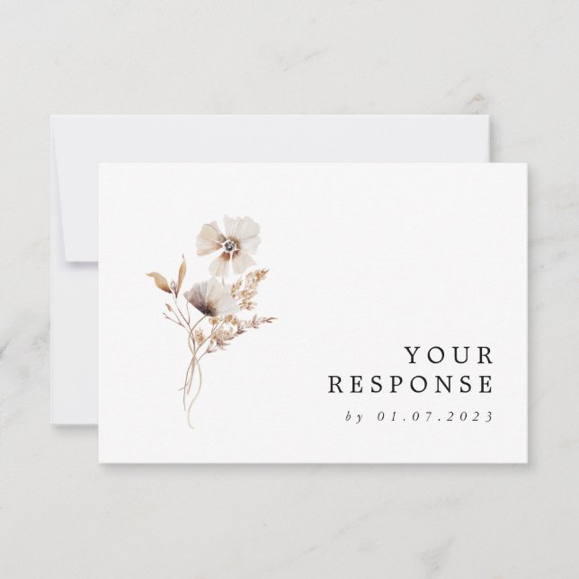 Placa RSVP de Casamento de Flor Selvagem Seca Mode (Frente)