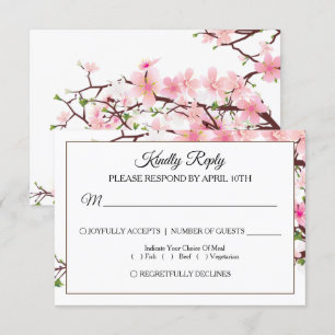 Placa RSVP de Casamento de Floresta de Cherry prim