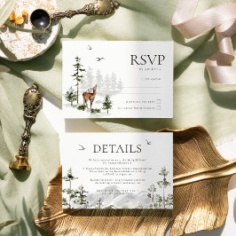 Placa RSVP de Casamento de Florestas Russas Evergr