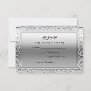 Placa RSVP de Casamento de Glamor Silver Shiny Ele